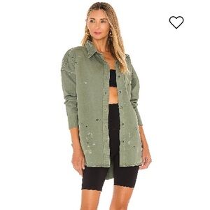 NSF Green Distressed Oversized Lewis Oversize Button Up Size S